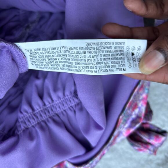 English Factory Purple Floral Smocked Mini Dress Size Small - Picture 9 of 9